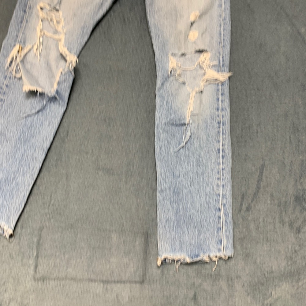 Levi's 501 Straight Jeans Womens 27x30 Blue Denim Original Fit Ripped High Rise - Picture 15 of 16